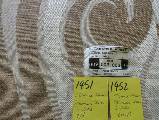 Clarence House Saarinen Melodic Jacquard Sable White Lite Brown Tulip Art Deco Mid Century