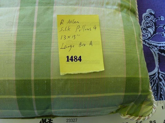 Robert Allen Watkins Glen Pillows Spring Green 100% Silk Plaid