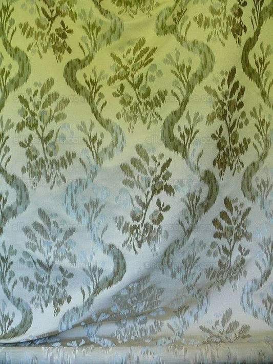 Scalamandre Visby Rosehip 100% Silk Lampas Silver White Blue #1468 MSRP USD 896/Y