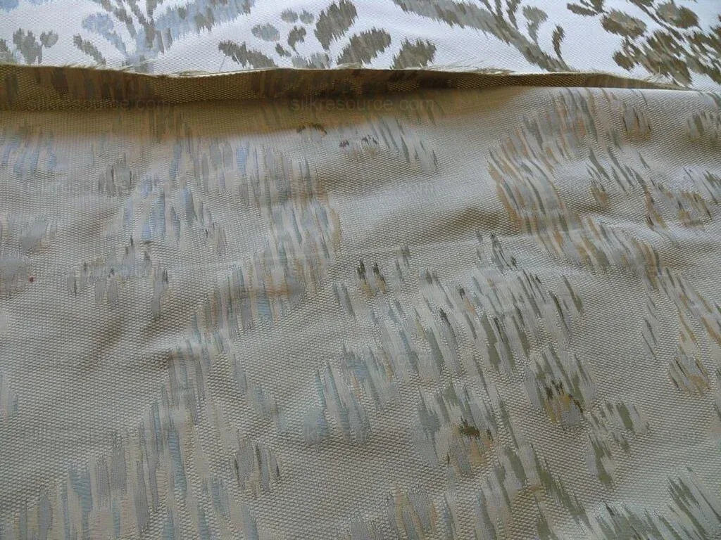 Scalamandre Visby Rosehip 100% Silk Lampas Silver White Blue #1468 MSRP USD 896/Y