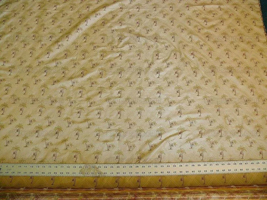 By Yd Stroheim & Romann 100%silk Monkey Coconut Palm Tree Fun Golden Beige MSRP USD200/Y