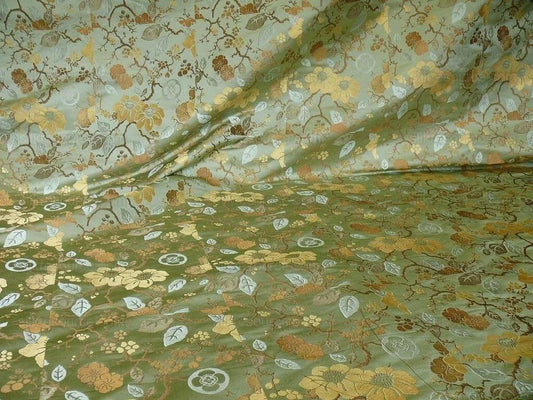 Kravet Chinoiserie Silk Lampas Plum flowing Quince ETHEREAL AIR Celadon Blue Gold