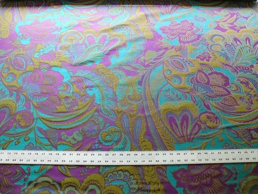 Amazing Silk Linen Paisley Paris Jeweled Turq Green Purple Blue