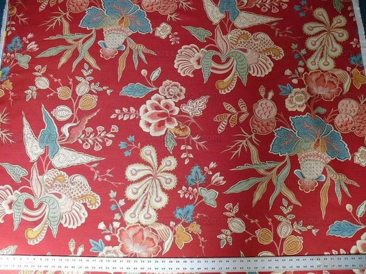 Clarence House Bangalore Linen Print Rose Red Floral MSRP USD 250/y