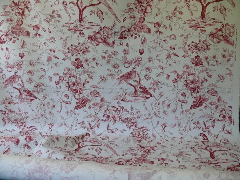 Clarence House Rambouillet Toile de Jouy Bird Flower Tree of Life Chinoiserie Print Rouge Red Bty French Country #1518