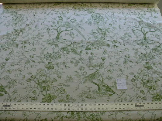 Bty Clarence House Rambouillet Toile de Jouy Bird Flower Tree of Life Chinoiserie Print Green #1519