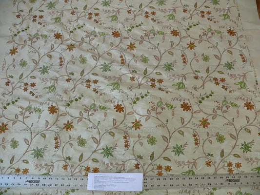 Scalamandre Old World Weaver Hand-beaded! Kyari Embroidery Silk Lime Butterscotch MSRP USD216/Y