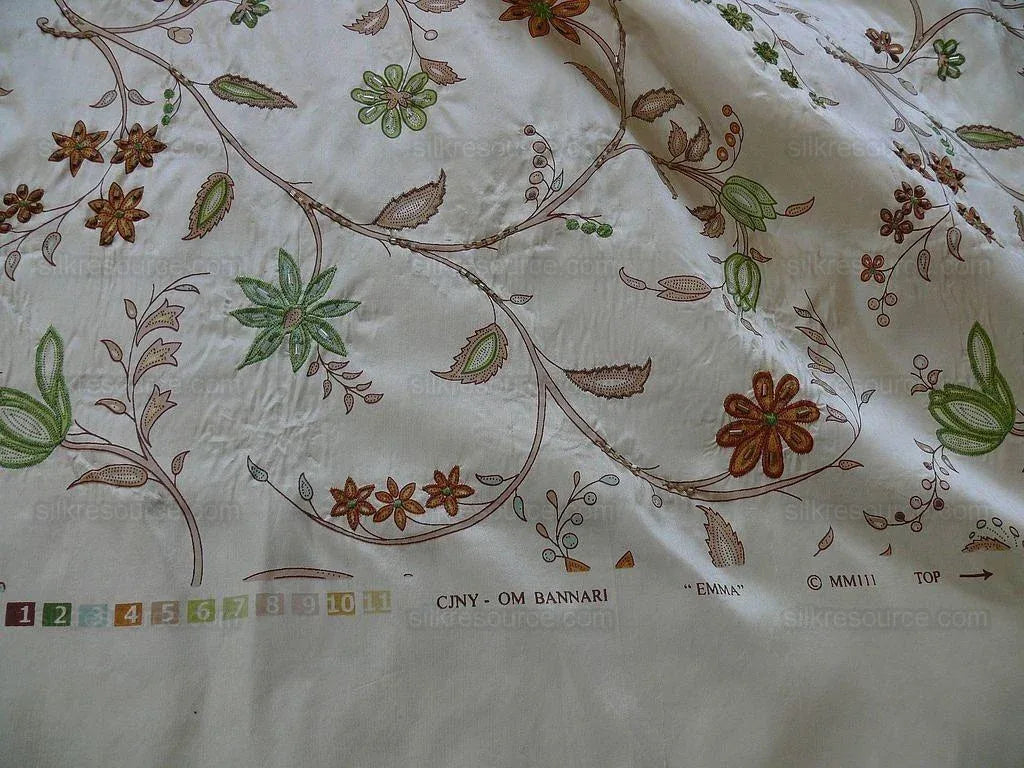 Scalamandre Old World Weaver Hand-beaded! Kyari Embroidery Silk Lime Butterscotch MSRP USD216/Y