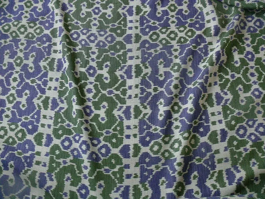 Scalamandre Tropical Ikat Bali Navy Blue Emerald Green Linen From Italy MSRP USD270/y