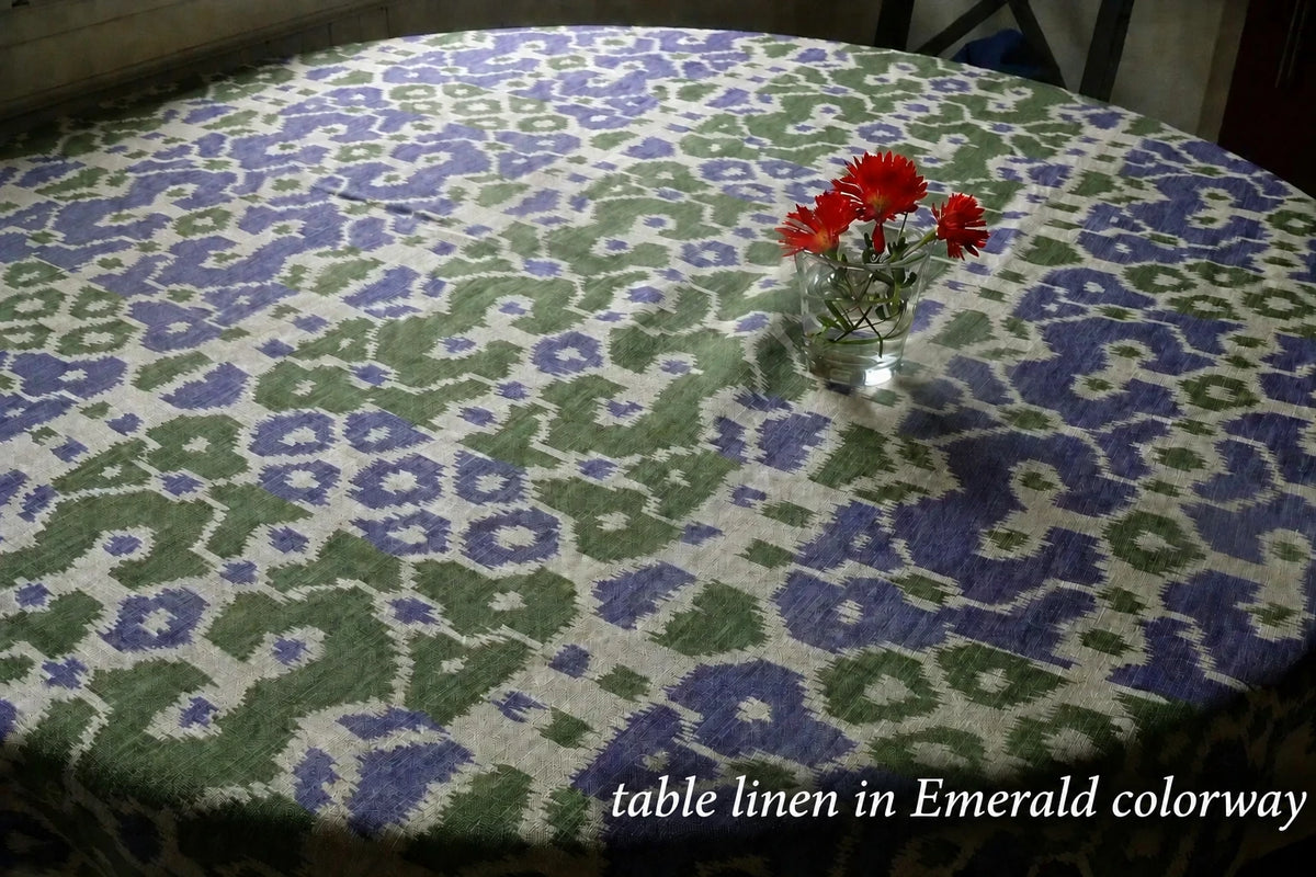 Scalamandre Tropical Ikat Bali Coffee And Celadon Blue Emerald Green MSRP USD270/y