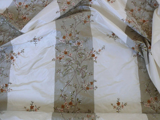 SCALAMANDRE OLD WORLD WEAVERS ADINA EMBROIDERY SILK WHITE COPPER