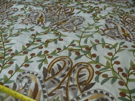 Scalamandre Magnificent Durjaya Crewel Paisley Green Bty MSRP 468/Y