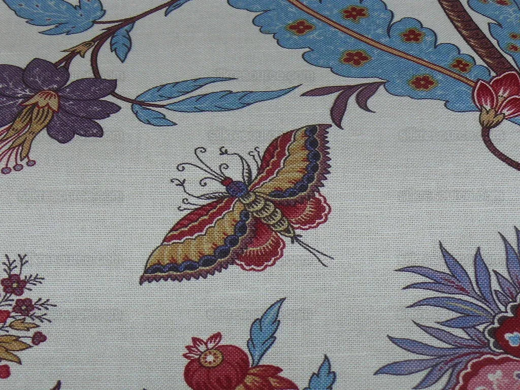 Scalamandre Voyage Indienne Red Aubergine Linen Print MSRP USD 404/Y