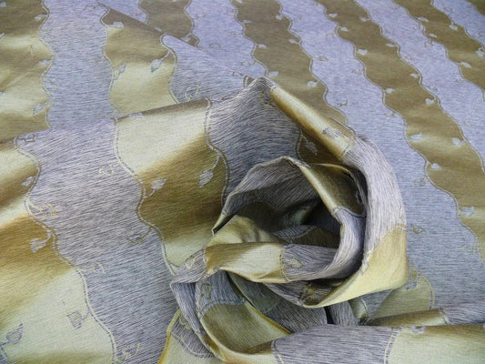 BTY SCALAMANDRE SILK LEAVES STRIPE GOLD FOLIAGE RT$150/Y0