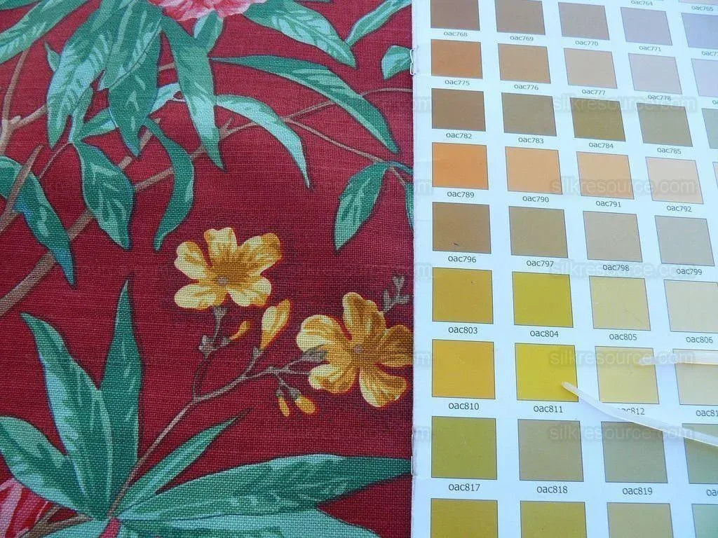 5.5y Scalamandre Cliveden Multi Red Oleander flower Tree Branch Tropical Print on Cotton Linen MSRP USD316/y