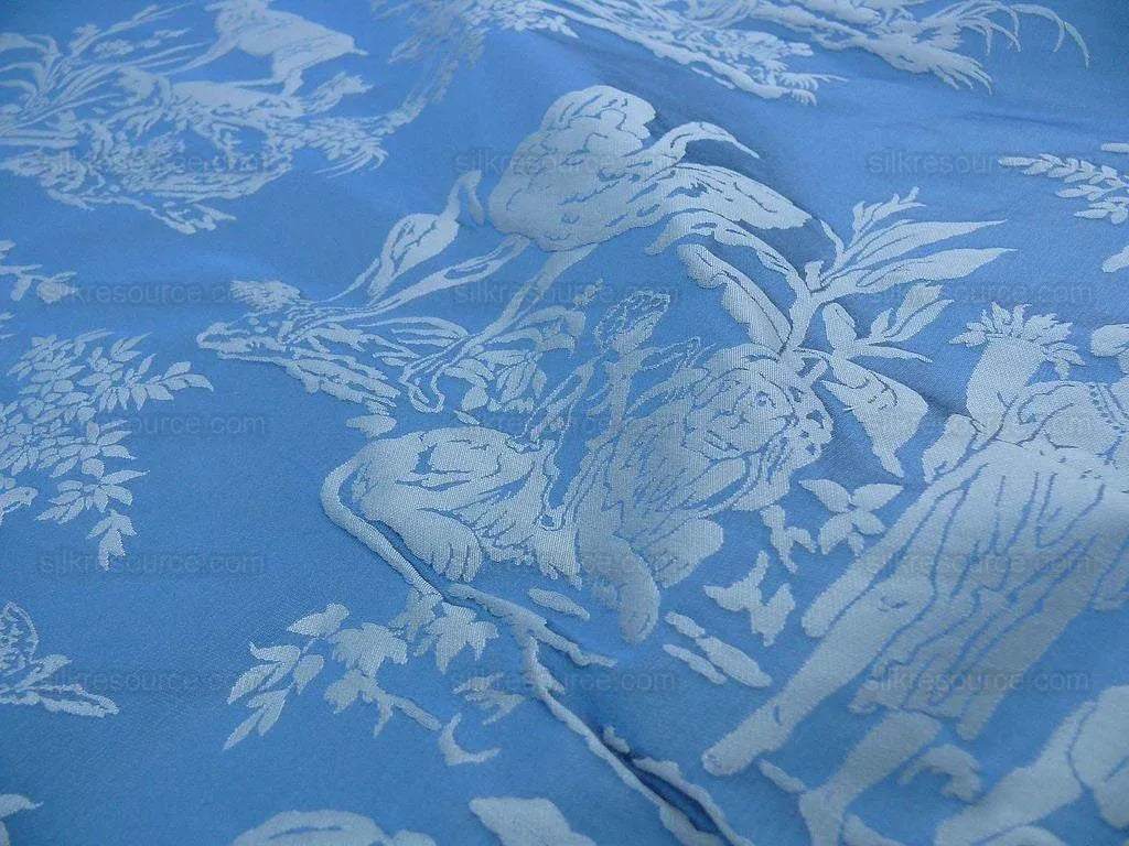Pierre Frey Les Quatre Vents Jean Baptiste Huet Silk Damask Blue