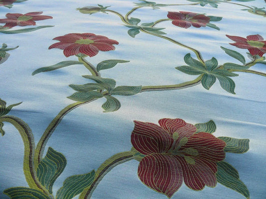 SCALAMANDRE CASERTA LAMPAS SILK BEIGE POM LILIES MSRP$496/Y