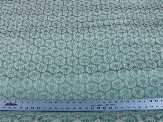 Scalamandre Castletown Turquoise Green Blue Jacquard Small Scale Daisy Linen MSRP USD218/y