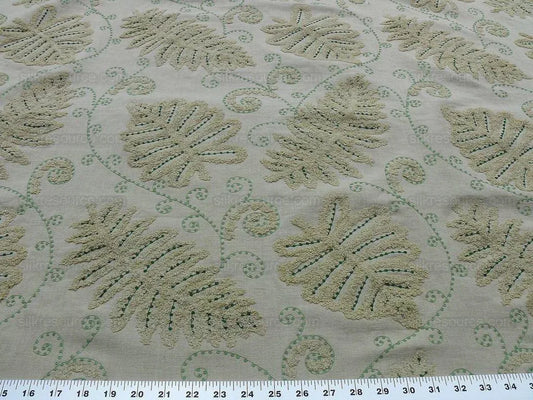 By Yard Scalamandre Fossils-dark Green On Beige Embroidery MSRP USD 372/y