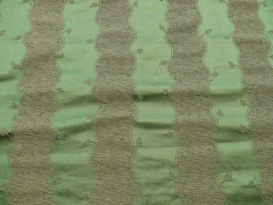 Bty Old World Weavers Silk Leaves Stripe-beige Green Reversible Silk Jacquard MSRP USD 216/y