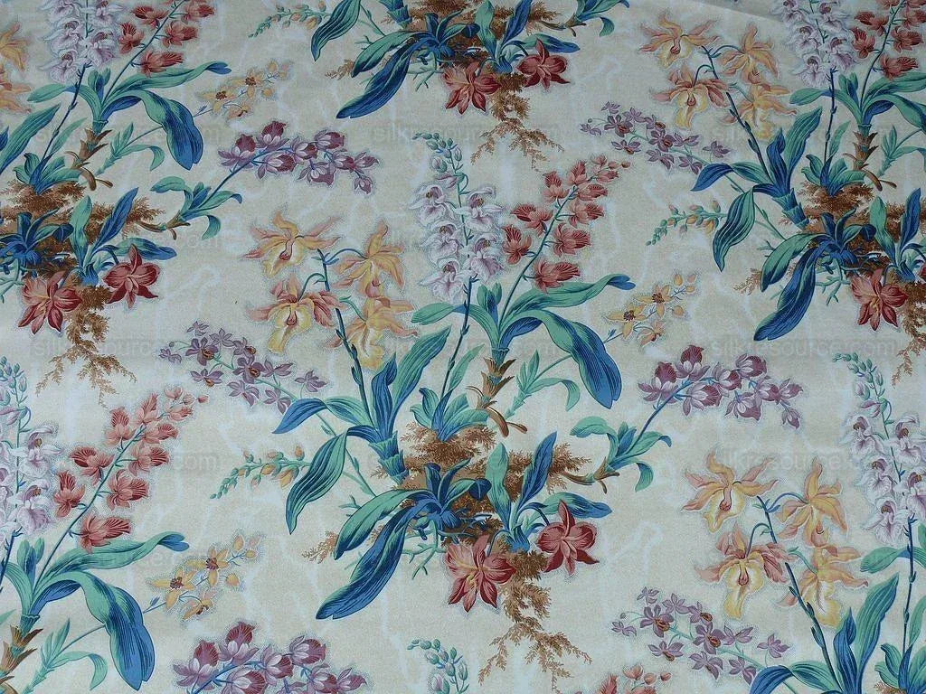 By yard Scalamandre Bouquet Marlyn Park Fh Multi/beige Cotton MSRP USD 188/y