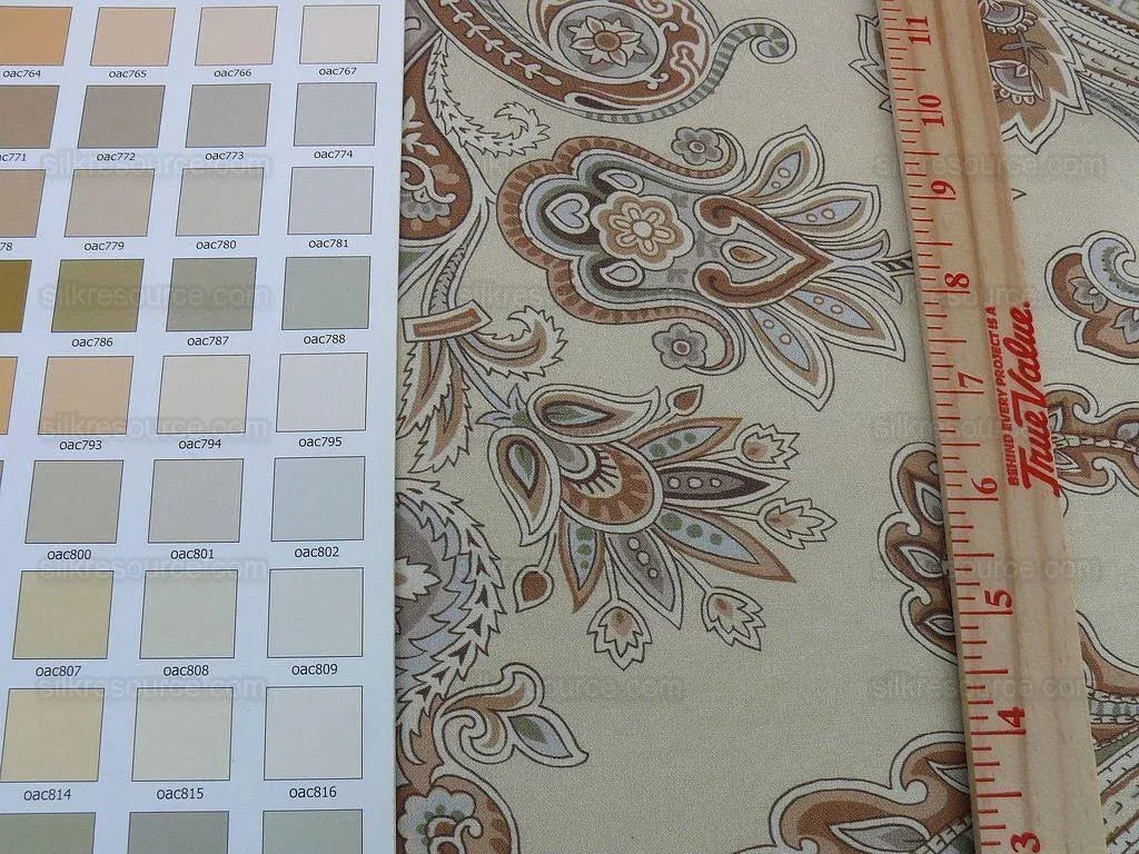 By Yard Scalamandre Hudson Neutral Beige Paisley Printed Cotton Sateen Belle Jardin Collection Fr France MSRP USD 216/y