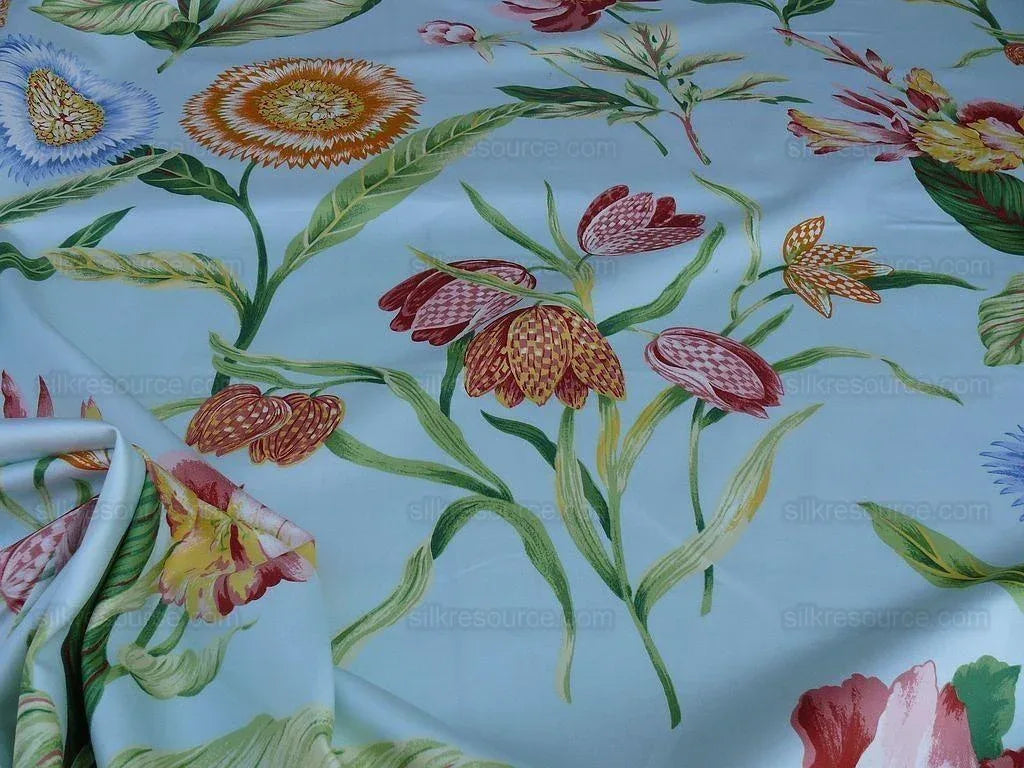By Yd Edgartown Blue Scalamandre Tulip Peony Sunflower Print Cotton MSRP USD 132/y