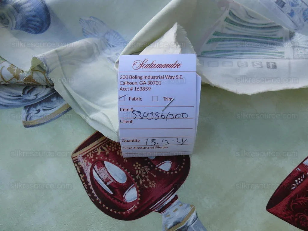 By yard Scalamandre Hand Print Cristalli Gw-green Glass MSRP USD 164/y