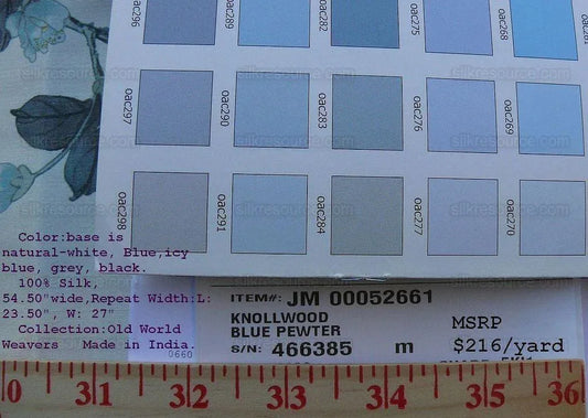 By Yd Scalamandre Knollwood Flower Tree Cherry Blossom Chinoiserie Blue Pewter Silk Print MSRP USD 320/Y