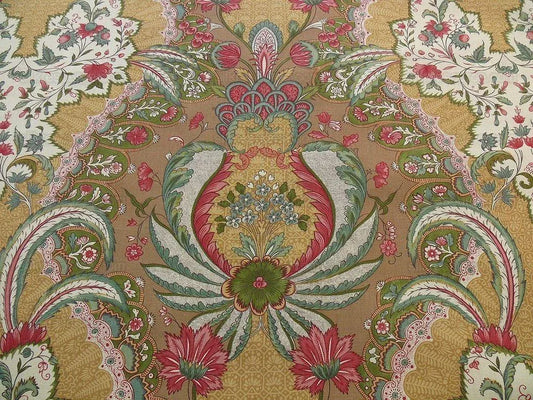Bty Scalamandre Old World Weavers Fonthill France Persan Arabic Hand Print Pink Red Green "sand" Gold MSRP USD 296/Y