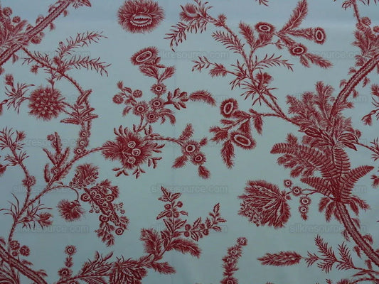 By Yd Scalamandre Grey Watkins Languedoc Autumn Red Cream White Botanic Fern and Thistle Southern France Toile Circa 1790 MSRP USD 364/y
