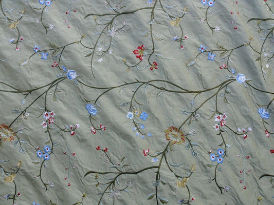 SCALAMANDRE MEGALA SILK EMBROIDERY TREE CELADON MSRP$252/Y