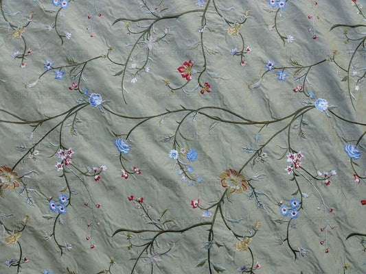 Scalamandre Megala Silk Embroidery Tree Celadon MSRP USD 252/Y