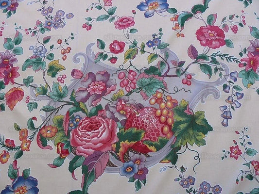 Bty Scalamandre La Neuveville Print Fruit Flower Melon Grape Harvest Pale Peach MSRP 112/Y