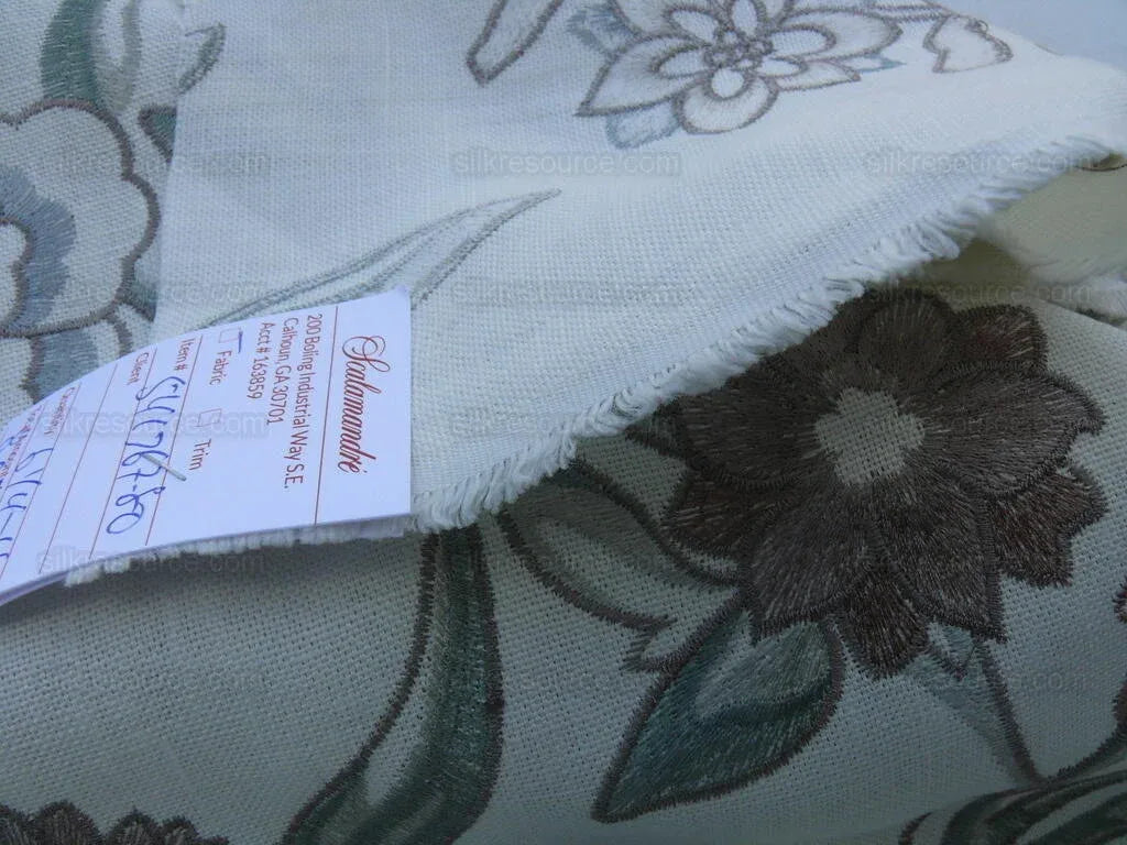 5yd Scalamandre Embroidery Peony Salena "white Smoke"MSRP USD 108y