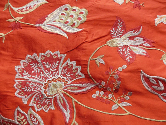0.25YD SCALAMANDRE NADINA CINNABAR RED SILK EMBROIDERY MSRP$328Y