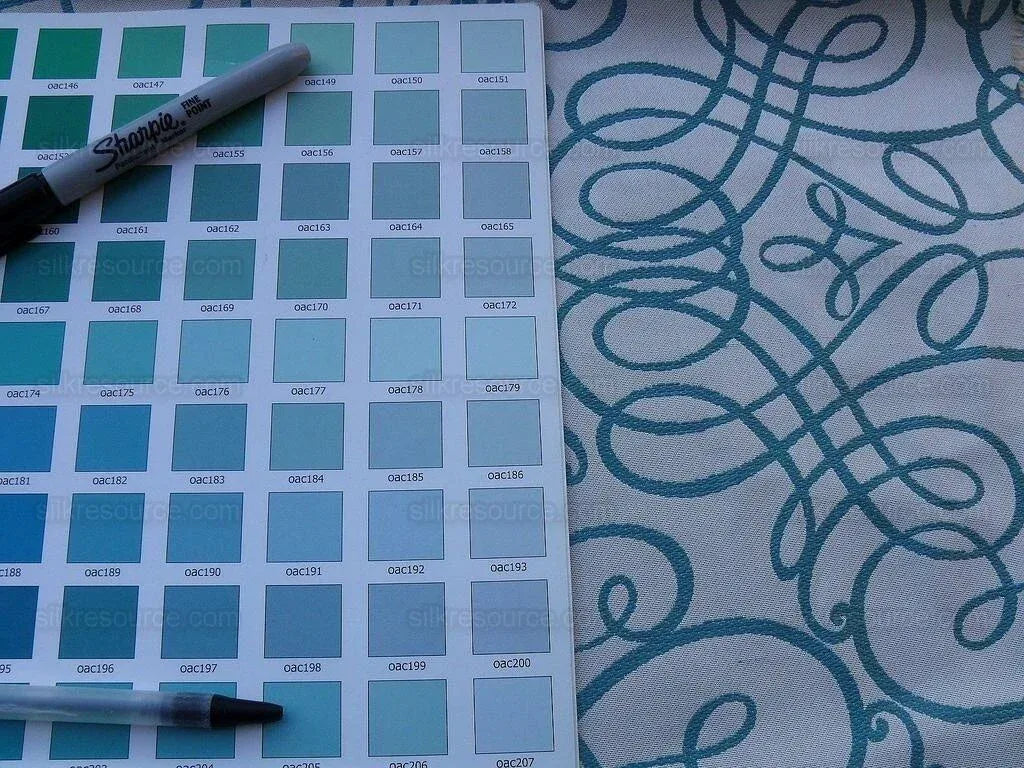 Bty Scalamandre 100% Silk Flourish Scroll Music Turquoise Blue MSRP USD 292/Y