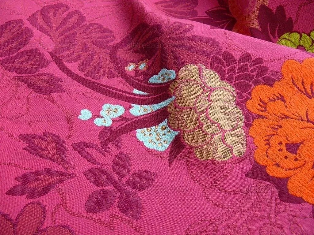 6.5y Scalamandre Le Eden Fuchsia Peony Chinoiserie MSRP USD 284/Y