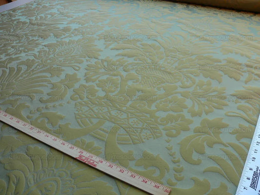 Scalamandre Loggia-copper Silk Damask Aqua Gold MSRP USD 308/Y