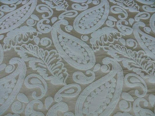 Scalamandre Angelique Paisley Silk Damask ivory Cream MSRP USD298/y