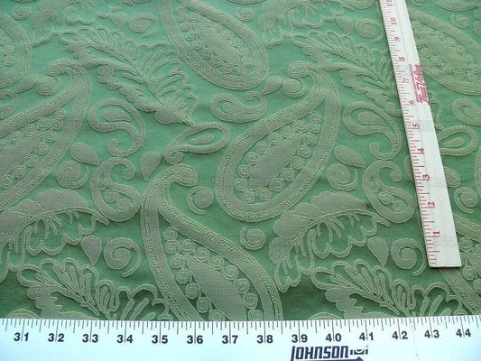 Bty Scalamandre Angelique Paisley Silk Damask Green Gold MSRP USD 298/y
