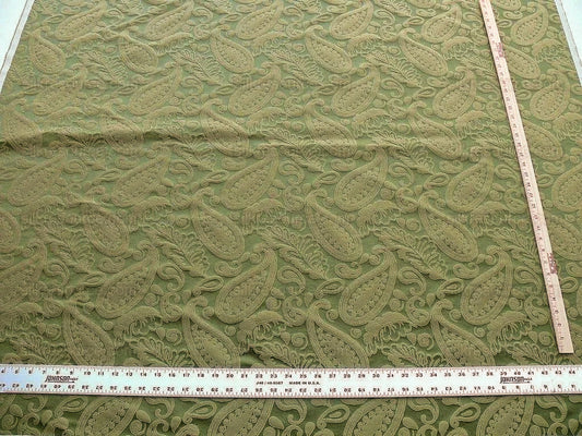 Bty Scalamandre Angelique Paisley Silk Damask Green Gold MSRP USD 298/y