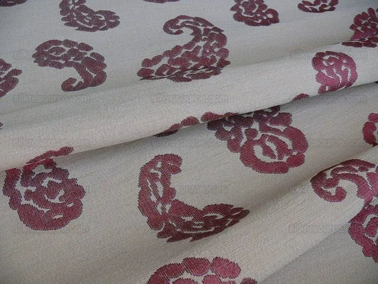 Scalamandre Katmandu Silk Lampas Paisley Lampas Rosso Rose Red Gold Heavy Duty MSRP USD 364