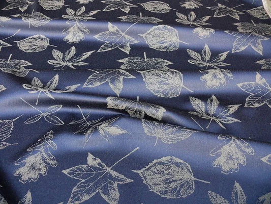 By Yard Scalamandre Wool Pressed Leaves Navy Reversible Deep Blue Maple Elm Oak MSRP USD 376/Y