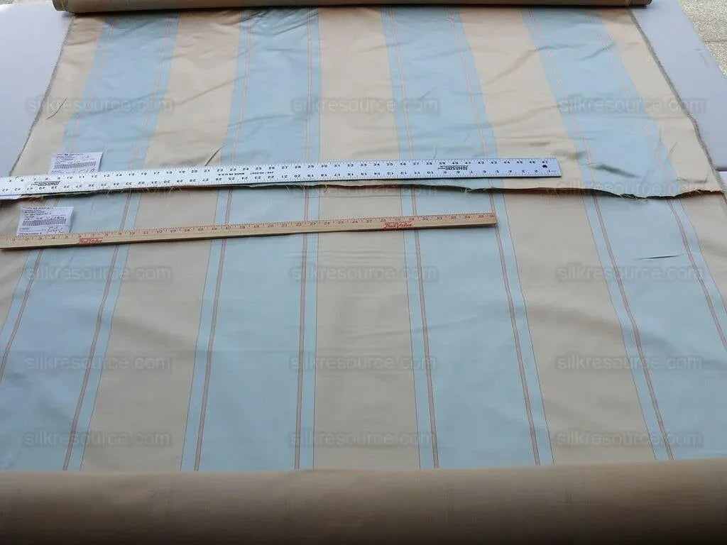 By Yd Scalamandre *cotton* Caribu Stripe Blue Rose Creme MSRP USD 200/Y