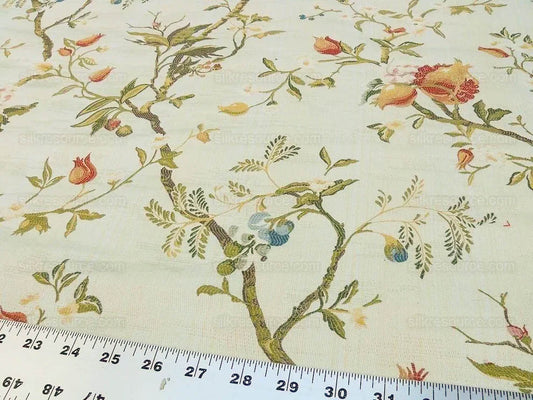 Renaissance Lampas Melograno Pom Fig Rose Tree Of Life On Cream White #1632