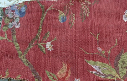 SCALAMANDRE MELOGRANO POM FIG TREE OF LIFE ON RED #1635