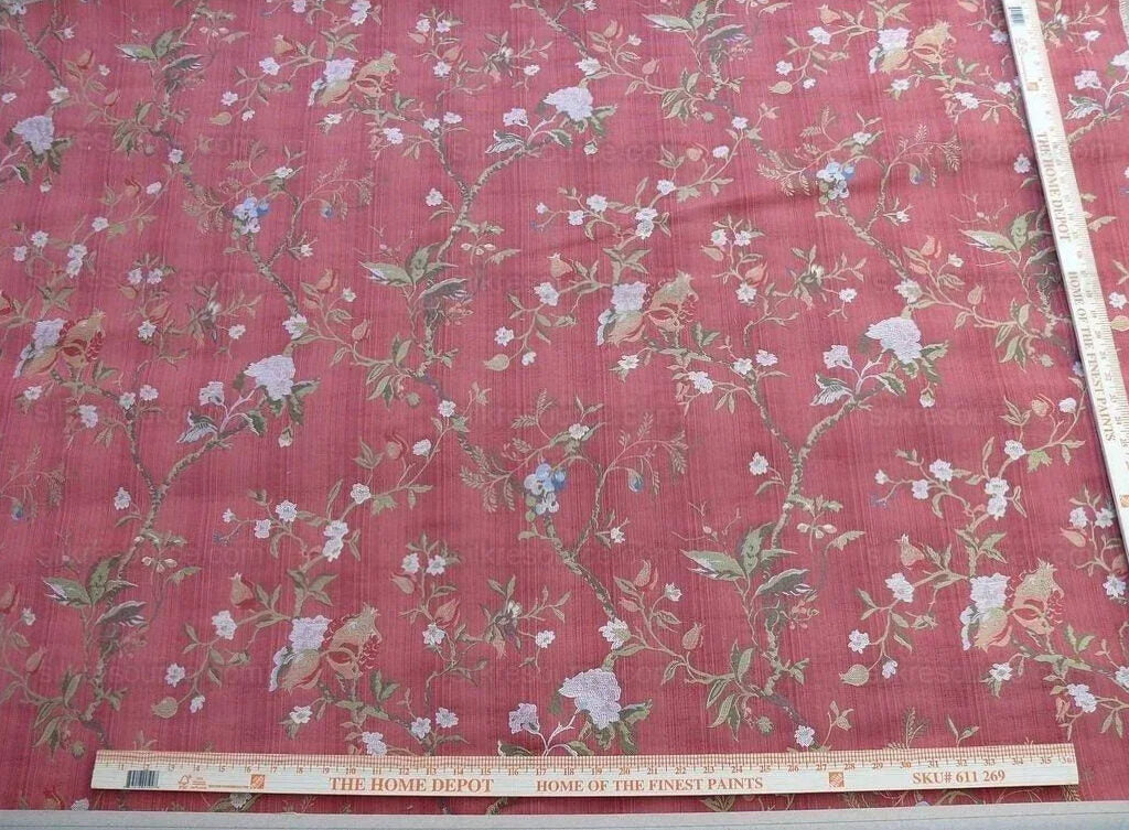 Renaissance Lampas Melograno Pom Fig Rose Tree Of Life On Red #1635