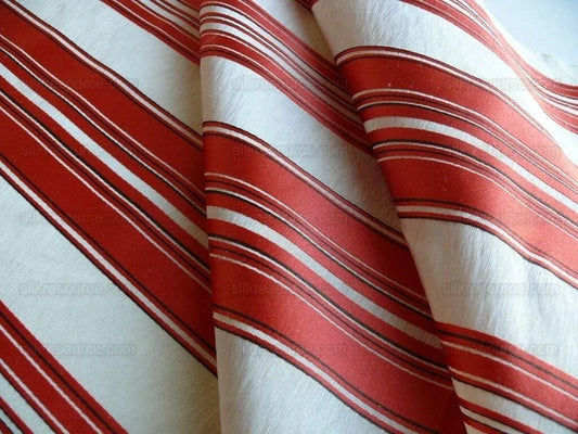 Brunschwig & Fils Vilmorin Satin Stripe Coral Red Pink MSRP USD 290/y by yard