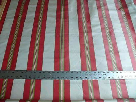 By yard Brunschwig and Fils 100% Silk Taffeta Stripe Hot Pink Green Cream Reversible MSRP USD 270/Y